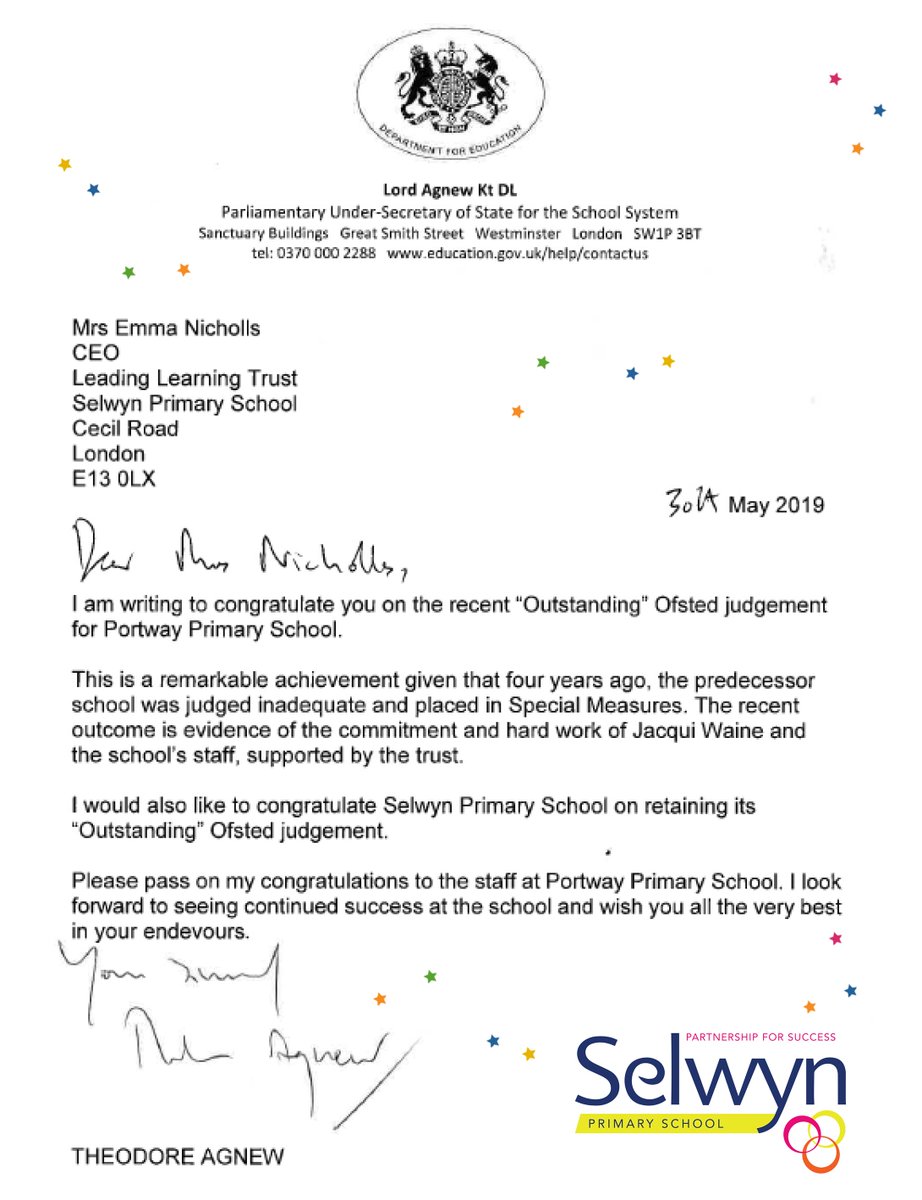 SelwynE13's tweet photo. We couldn't be more proud of all of YOU: our inspired children, dedicated parents and super-duper staff team! Give yourselves a pat on the back, #SelwynStars ⭐️⭐️⭐️
To read Head teacher, Helen Mawer's message, click here > https://t.co/cbmWqSxcJv
#Ofsed #Outstandingschool https://t.co/7O6OD1jb7y