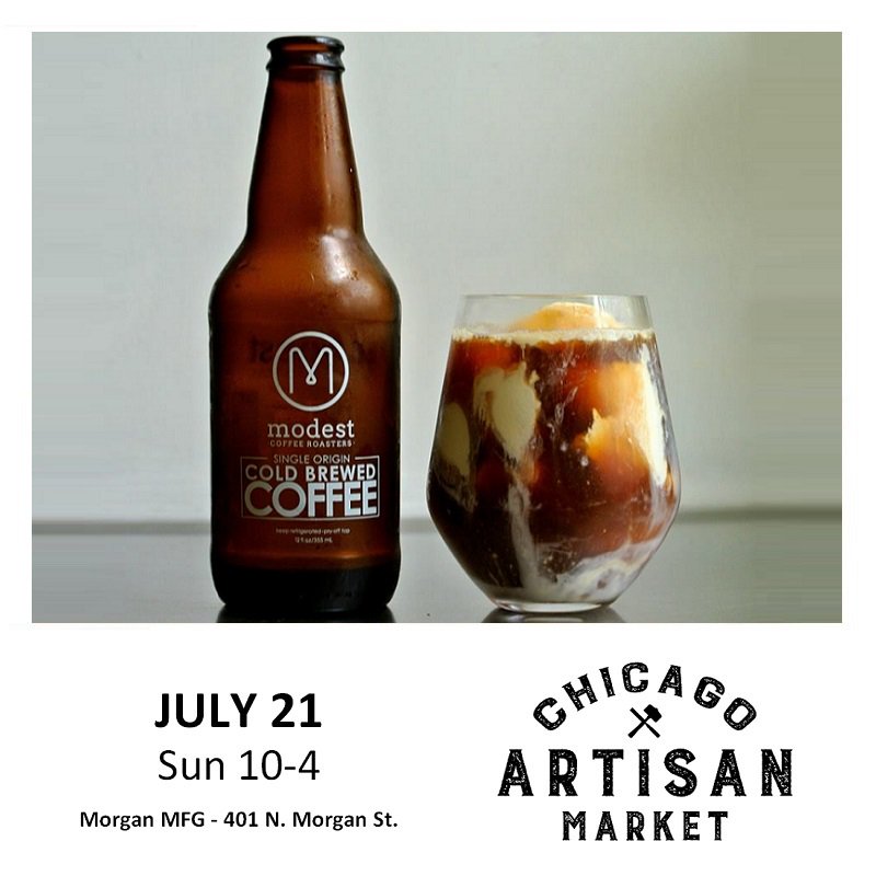 Does your heart do a little happy dance when you see &amp; smell coffee? Ours does. ❤️☕ Enjoy <a href="/ModestCoffee/">Modest Coffee</a> (hot or cold) on Sun, July 21st at the Chicago Artisan Market!
• TIX: ow.ly/DdBD50uWKtX

* Use Coupon Code: CAM19 at checkout for special tix pricing. *