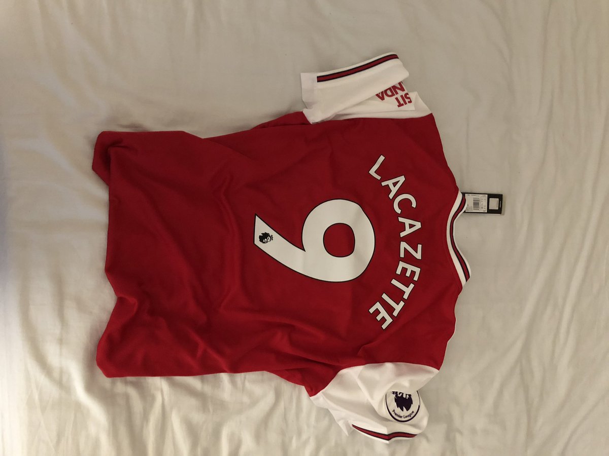 JosephblakeRC's tweet photo. First time I’ve ordered an arsenal shirt on kit release! Only one player I could get on the back! @LacazetteAlex @Lacazest https://t.co/YKRlqEuUbz