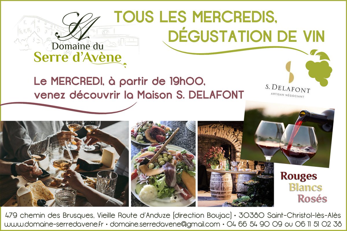 Serredavene's tweet photo. 3 juillet dégustation des vins de la Maison Delafont.
#serredavene #domaine #vin #degustation #vigneron #leserredavene #restaurant #evenment #festif #bar #baravin #saintchristol #Alès #sortir #soirée #sortie #Gard #Occitanie #Anduze #MaisonDelafont #Delafont #rouge #blanc #rosé https://t.co/wtbOhbgTtR