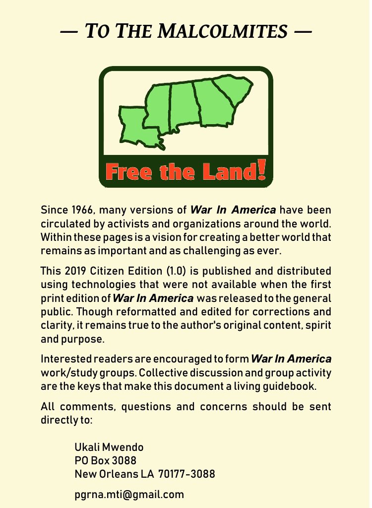 Haki_Shakur's tweet photo. ๐๐๐War In America The Malcolm X Doctrine - Dr Imari Abubakari Obadele founding document of The #NewAfrikanIndependenceMovement https://t.co/4OVDelUMvA #PDF #Book #Books #BookSeries #ImariObadele #MalcolmX #Malcolmites #RepublicofNewAfrika #Read #readingcommunity #Readers #FTL https://t.co/RBTRHeZ8S1