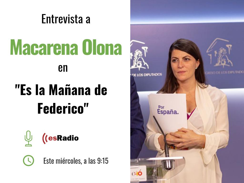 vox_es's tweet photo. 📻 Este miércoles, nuestra diputada @Macarena_Olona participará en la tertulia de @eslamananadeFJL en @esRadio para analizar la actualidad política y defender la política de pactos de VOX 💪🇪🇸
¡No te lo pierdas! https://t.co/Z5CuCjyZuU