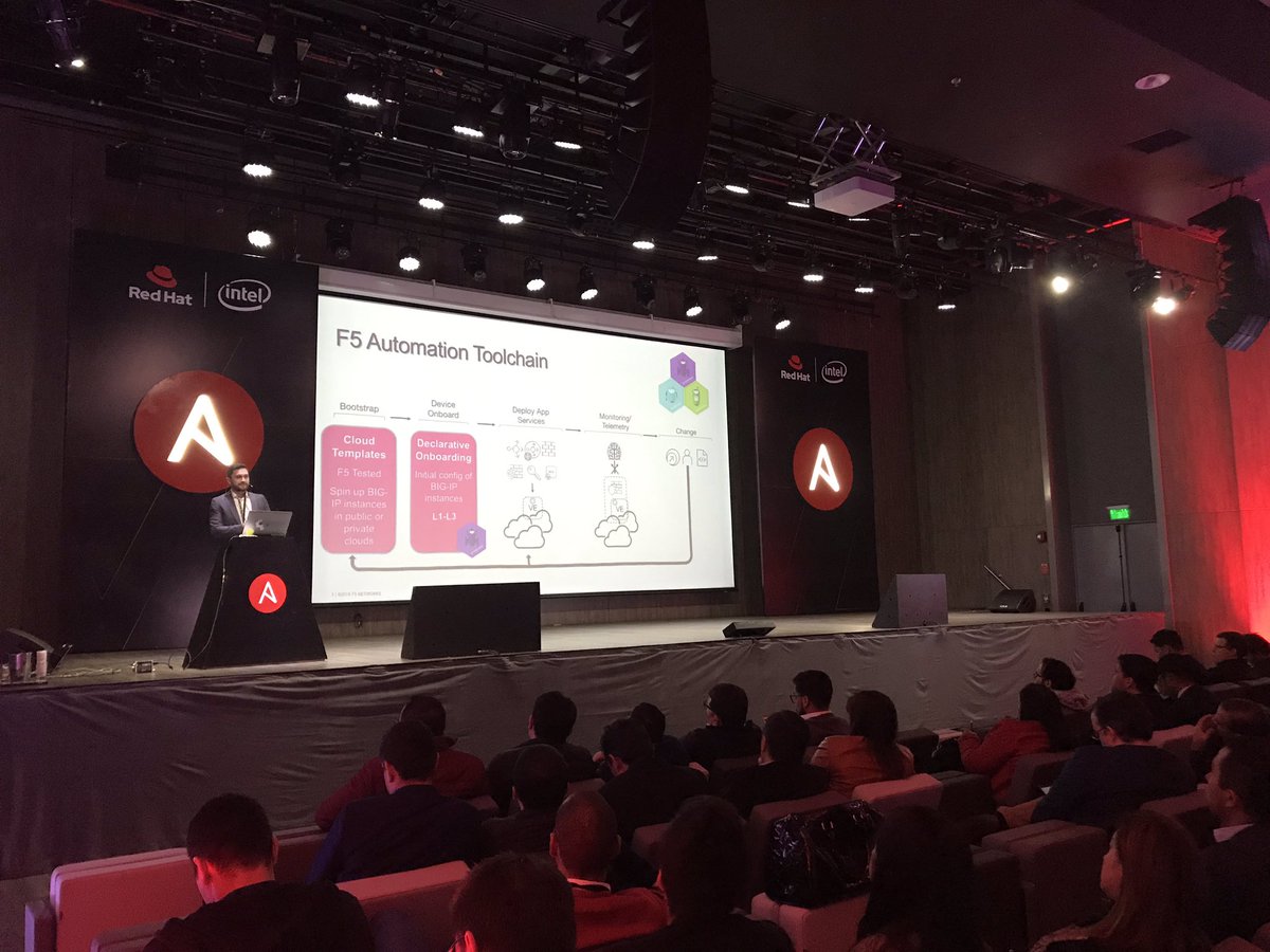 dhag13's tweet photo. Hablando sobre CI/CD y nuestra integración con Ansible/Redhat en Bogota. #AnsibleAutomates #F5LATAM https://t.co/sWIVh5Ws84