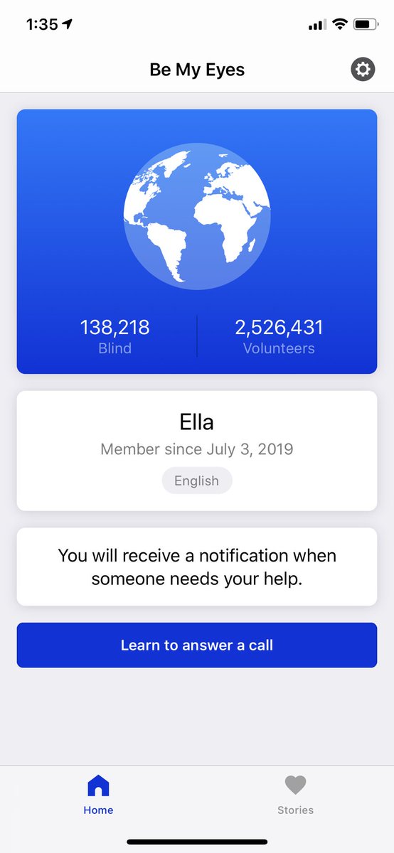 EllaRaeB's tweet photo. I saw someone post about this app called Be My Eyes. It allows blind people to video chat volunteers to help them with their daily activities like picking out a color shirt, picking the right milk in the grocery store etc. I got my first call today! https://t.co/q7w1zLfghi