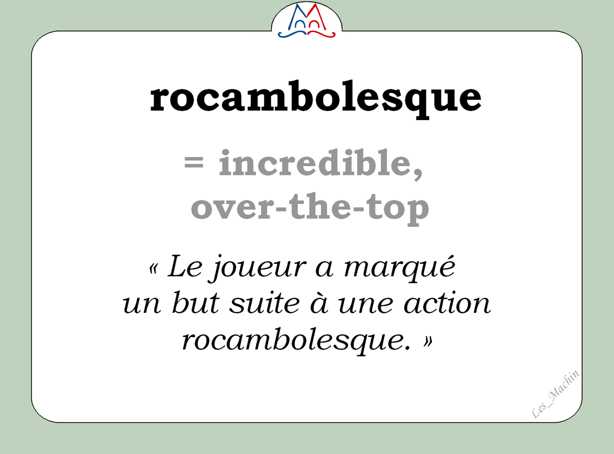 Les_Machin's tweet photo. Le mot du jour :  
« rocambolesque » [ʀɔkɑ̃bɔlɛsk]  
😮🤯😮 
#WordOfTheDay #fle 
#ClasseFLE #learnfrench https://t.co/tHmva8sgjJ