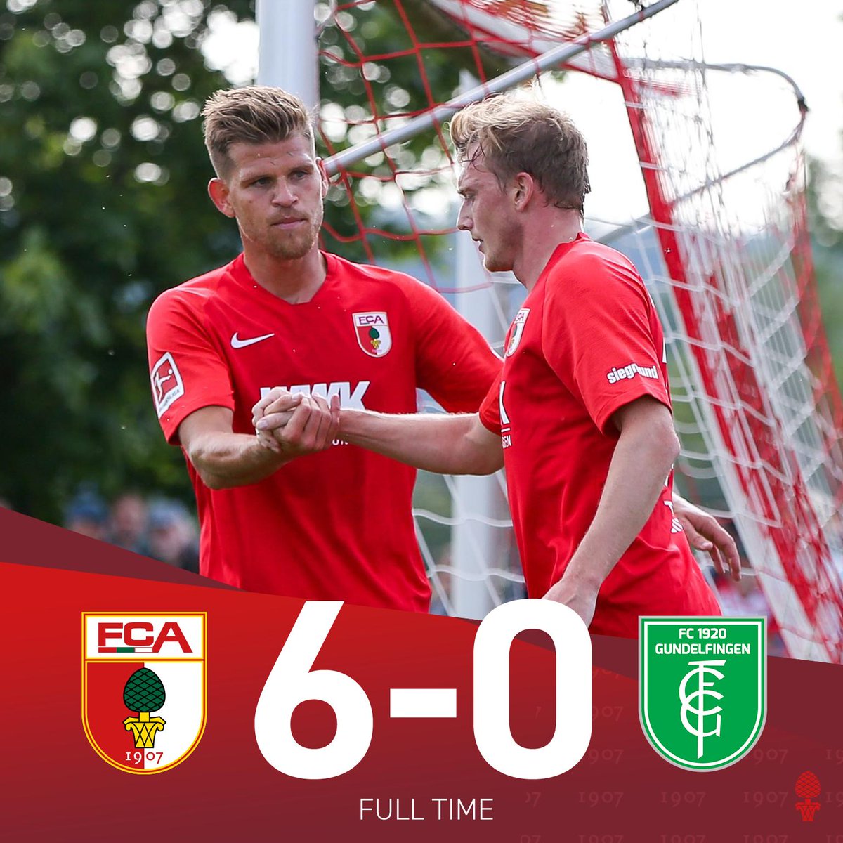 FCA_World's tweet photo. We start our pre-season in style!
⚽ Ruben #Vargas (18')
⚽ Florian #Niederlechner (21', 26')
⚽ Dorian #Cevis (46')
⚽ André #Hahn (56')
⚽ Lukas #Petkov (66')
#FCAFCG 6-0 (FT) https://t.co/xya3Y1Sksk