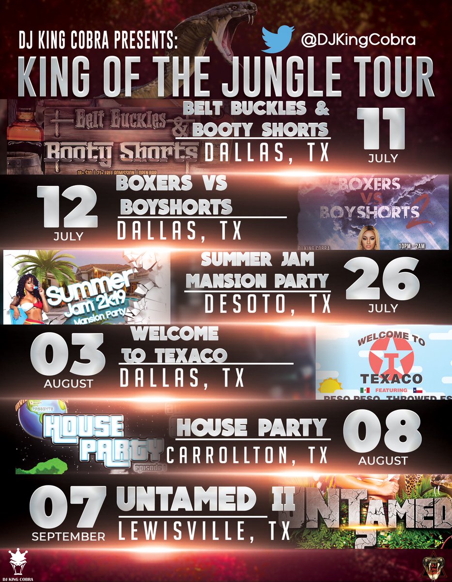 DjKingCobra's tweet photo. Upcoming Dates 😈

👑🐍 https://t.co/Jos3AAe0FE