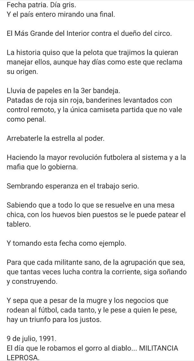 MilitanciaLepra's tweet photo. 9 de julio de 1991: https://t.co/DsnL7PDEoG