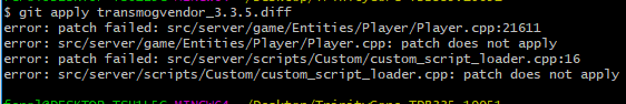 Nark1_'s tweet photo. @projectcode_zzl  hey so im working with TrinityCore-TDB335.19051 when i want to use git apply transmogvendor_3.3.5.diff   i get error https://t.co/ELxbdtROKW