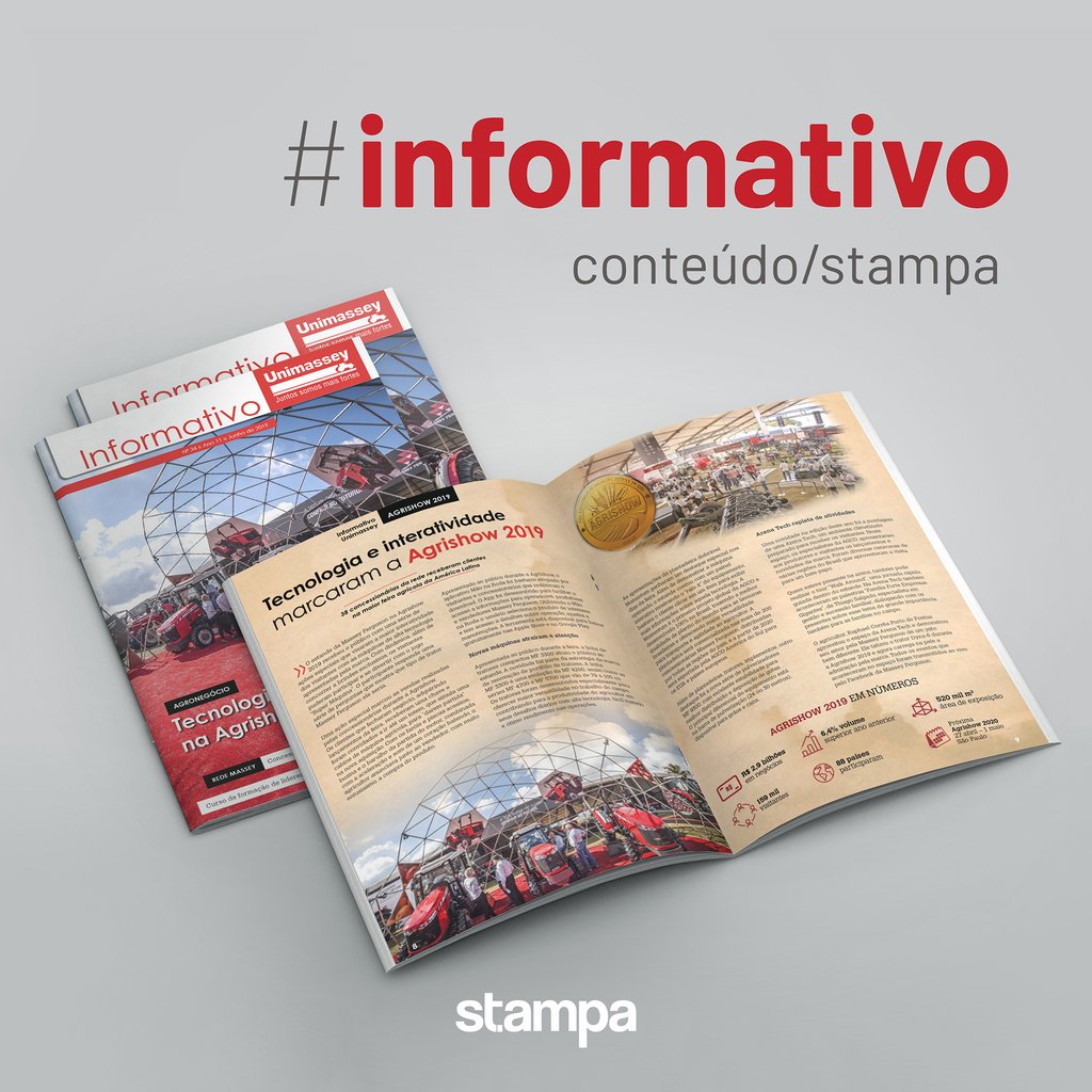 stampacom's tweet photo. Que a Agrishow 2019 foi um sucesso todo mundo sabe. Agora é hora de conferir os detalhes da participação da Unimassey na maior feira de tecnologia agrícola do Brasil! 

Acesse 📲 https://t.co/ICcK35T3m5 e veja a cobertura de tudo o que rolou direto do estande da Massey Ferguson! https://t.co/2zXXM49T2p