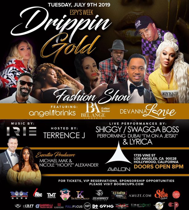We Drippin Gold Tonight! Tuesday July 9th #ESPYs Week in LA @avalonhollywood Fashion Show Presented By @angelbrinks<a href="/tag/espys"class="tags">#ESPYs</a>