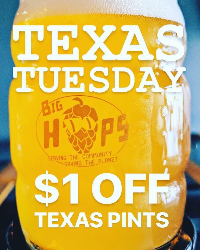 Hooray for Tuesday!  
TX Tuesdays means $1 off ALL TX DRAFTS! 😎🍻#supportlocal #CraftBeer #craftbeersa