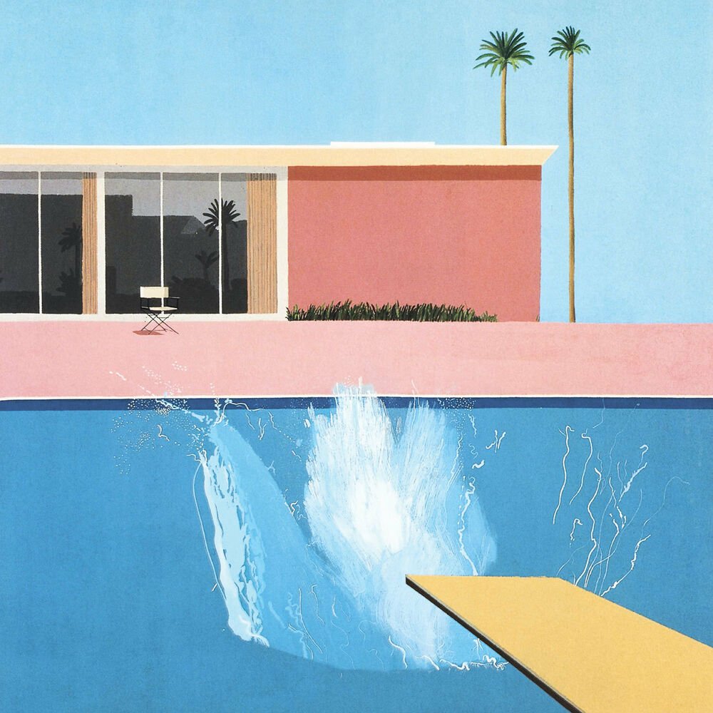 Happy 82nd birthday to one of my favorite artists David Hockney Here\s his classic 1967 piece \"A Bigger Splash\"  