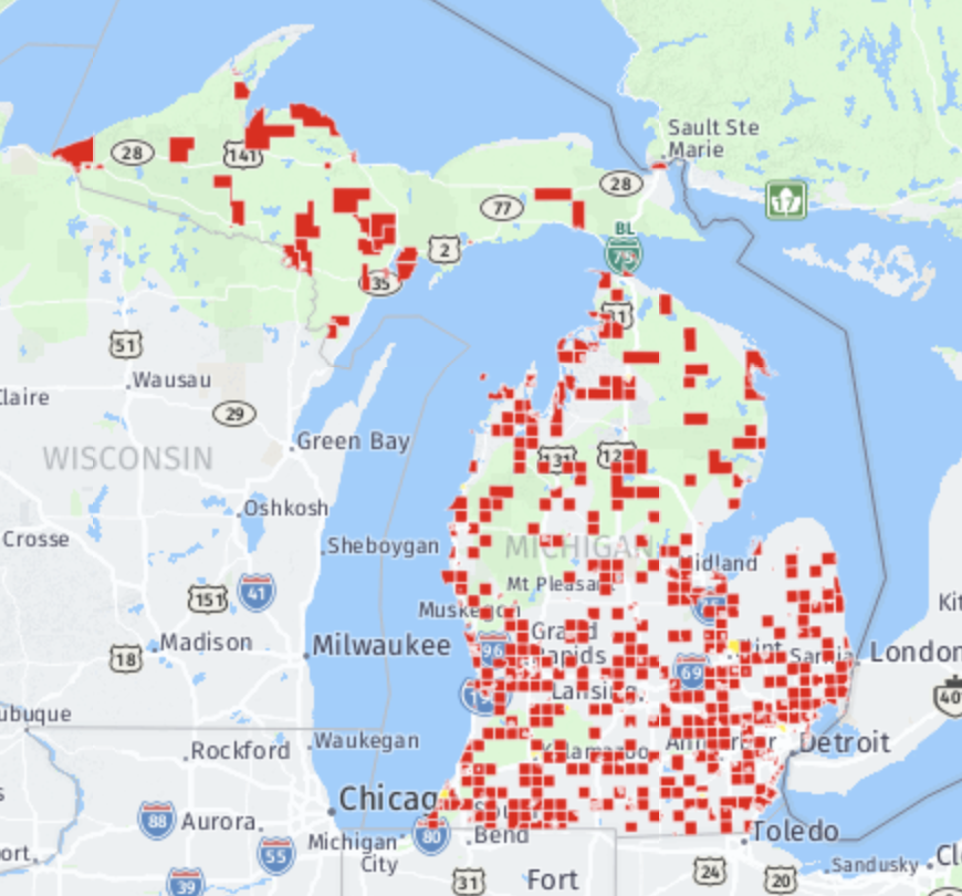 HatchaPlanMi's tweet photo. All counties shaded in red have opted out of MI recreational marijuana as of July, 2019. Once there is more recreational development we may see this number dwindle. Click on the link to discover more about MI rec laws! 

https://t.co/gojVW4636x https://t.co/Ysh3n7ixiE
