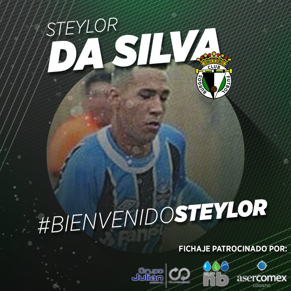 Burgos_CF's tweet photo. OFICIAL | El joven brasileño Steylor [MC, 20] nuevo jugador del Burgos Club de Fútbol.

📝 https://t.co/eynVcvrs8b

#BienvenidoSteylor
#SumamosTodos

Fichaje patrocinado por: @GrupoJulianBUR @asercomexLCI #GrupoNB https://t.co/kvwLyKWoB8