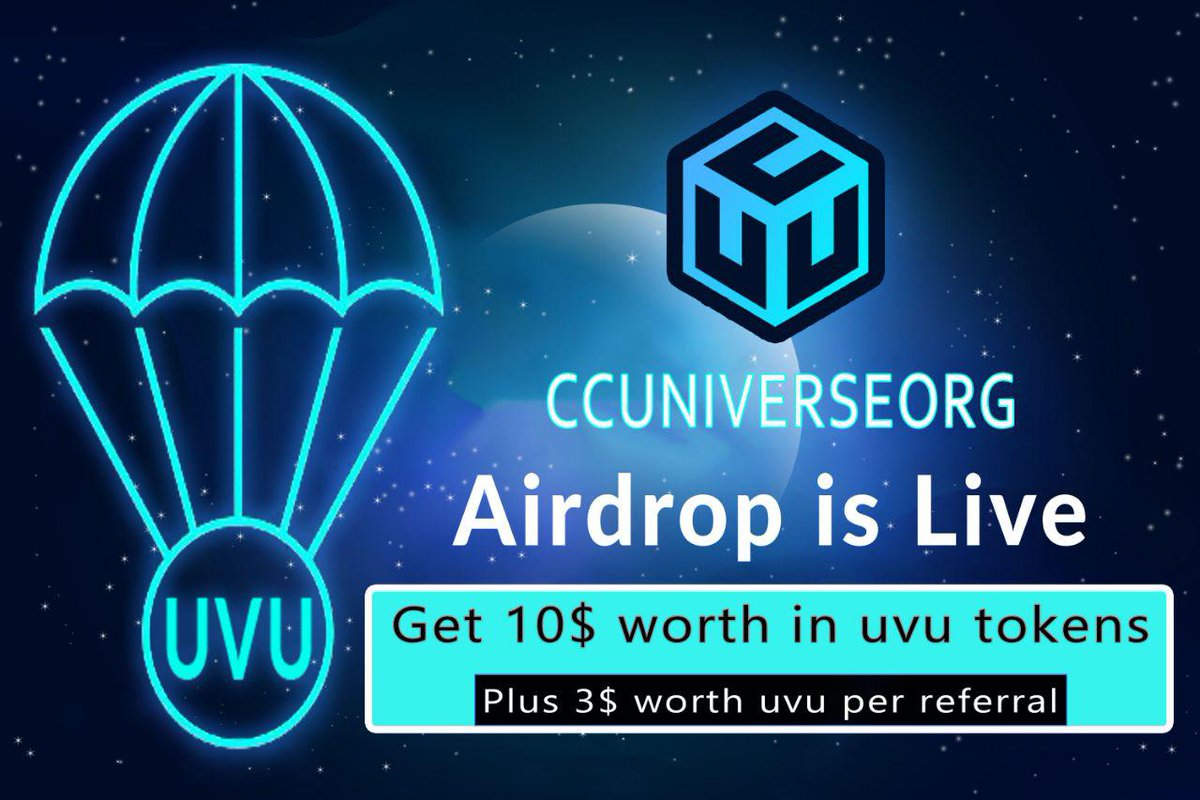 CCuniverse want to present You Airdrop campaign ! 

Get 10$ worth in $UVU   🥳

docs.google.com/forms/d/e/1FAI… …  

Please visit our form and fill it carefully . 👁️👀🧠

👉ccuniverse.org 👈 search us also at stellarport.io 🚀 $UVU