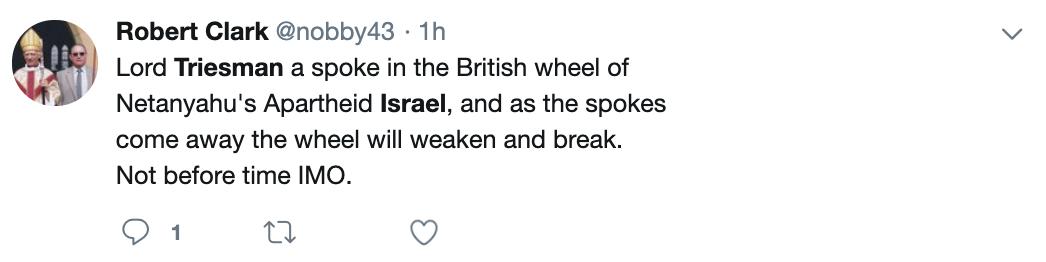 lordmatzo's tweet photo. Judging by Bibi's portly stature, I'm going to have to say that it is highly doubtful that he's been on a bicycle for a good few decades. Love the attempt to liven up the prose with some, albeit clunky and clichéd, metaphor though. #Triesman #LabourAntisemitism https://t.co/RQRhl1IEXG