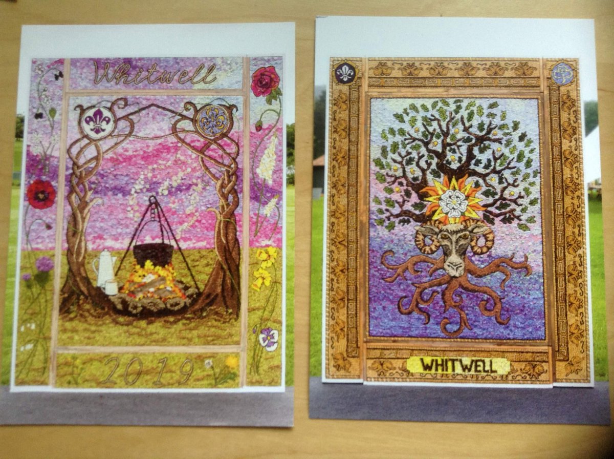 VFirstDraught's tweet image. @WhitwellWells are selling postcards on their Facebook. facebook.com/whitwellwelldr… These are two which I designed for @The_RHS Show Chatsworth #design #welldressing #RHS #whitwell