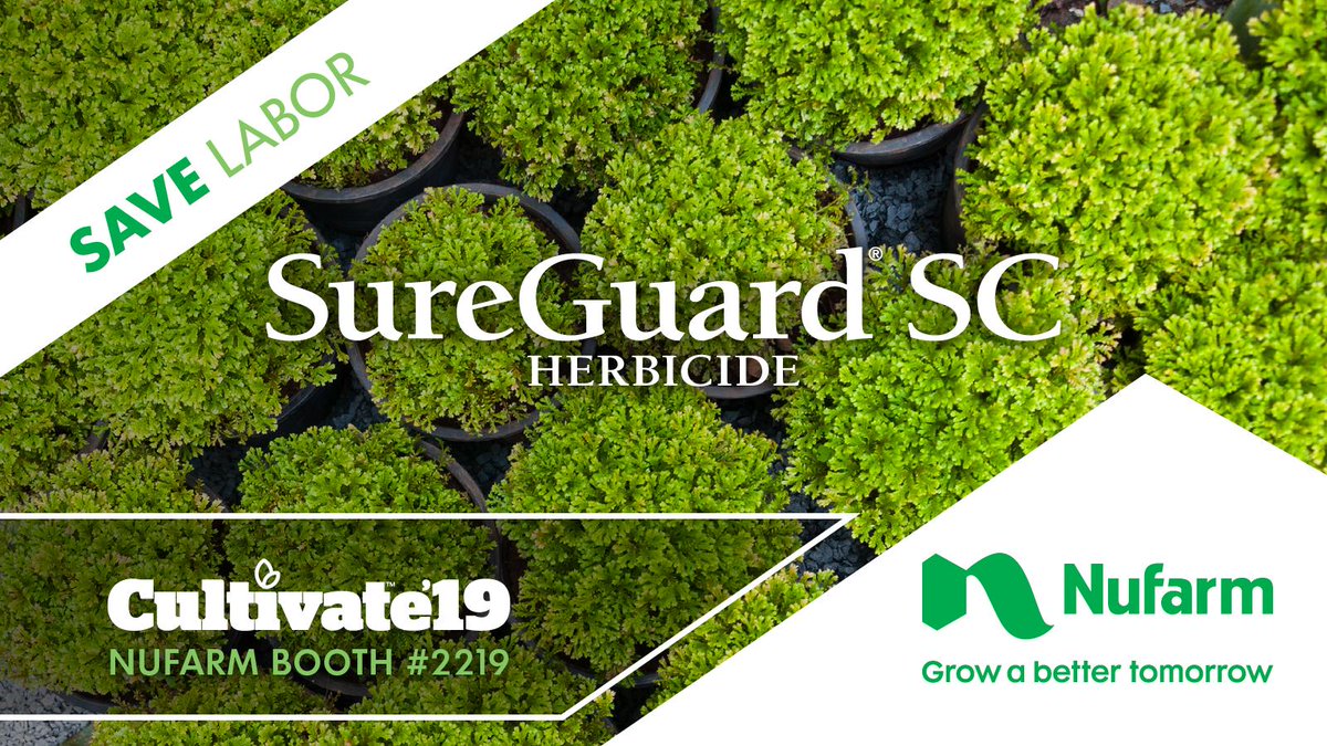 NufarmUSGHN's tweet photo. Save time, money and labor with the longest residual control from #SureGuardSC herbicide. Learn more at #Cultivate19 booth 2219. https://t.co/fGMjPx2k64
#grower #plants #ghn #horticulture #herbicide #cultivate #greenhouse #labor https://t.co/mFyi8mBROf