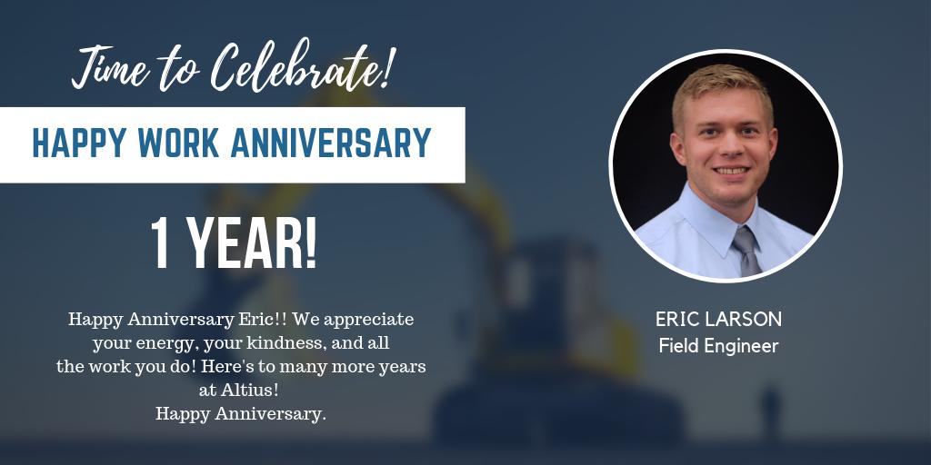 AltiusCompany's tweet image. Happy Work Anniversary Eric Larson!
#BuildItBetterTogether #WorkAnniversary #AltiusBuildingCo #TeamWork