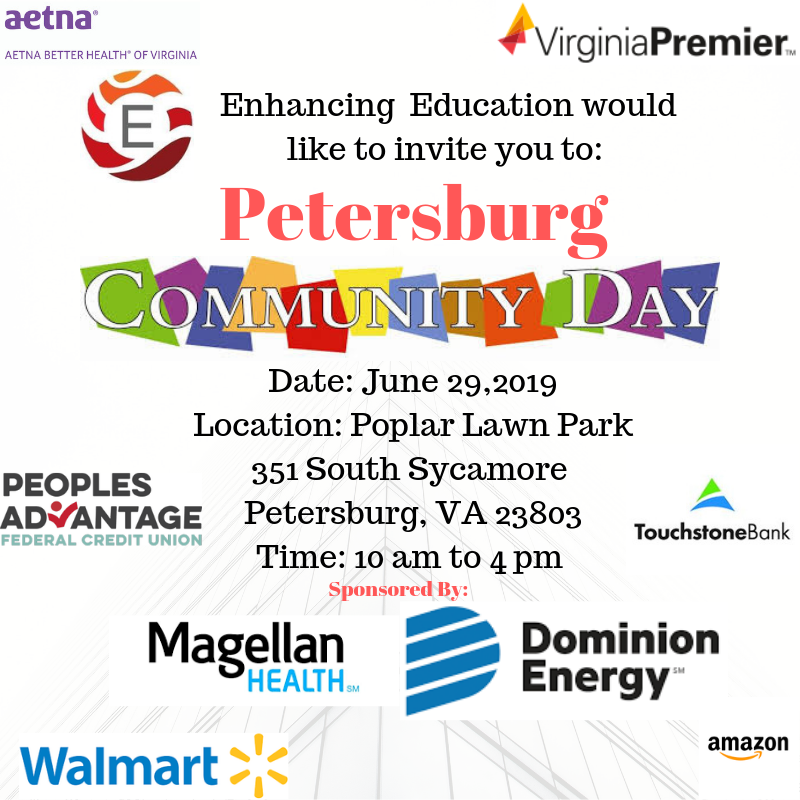 Enhancing_edu's tweet photo. See you this Saturday June 29th 2019 from 10am-4pm at Poplar Lawn Park. Food, fun, giveaways and prizes for all, music and entertainment. Fun for the whole family. #familyfun #enhancing education #dominionenergy https://t.co/HfvMsDIeIn