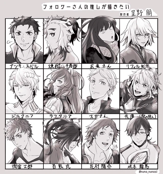 #フォロワーさんの推しが描きたい
モノクロで申し訳ないですがでけた。リプ頂きありがとうございました!
知らないキャラで所々間違えてる気がしなくもないですが… 