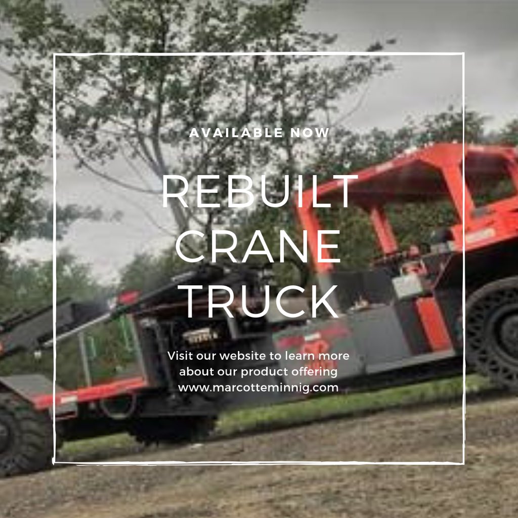 AVAILABLE NOW~Reliable M60 Minejack Carrier rebuilt with NEW Cummins QSB6.7 engine, NEW Dana 114 front &amp; rear axles, rebuilt Clark 32,000 series transmission, ROPS canopy, rebuilt HIAB095 crane, 32,000lbs capacity &amp; 8’x 12’ flatdeck. Visit our website marcottemining.com