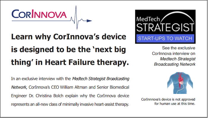 corinnova's tweet photo. CorInnova Interview on Medtech Strategist Broadcasting Network  https://t.co/V7xYpvsDDI  #CorInnova  #HeartFailure  #LVAD https://t.co/Q33fL68NCp