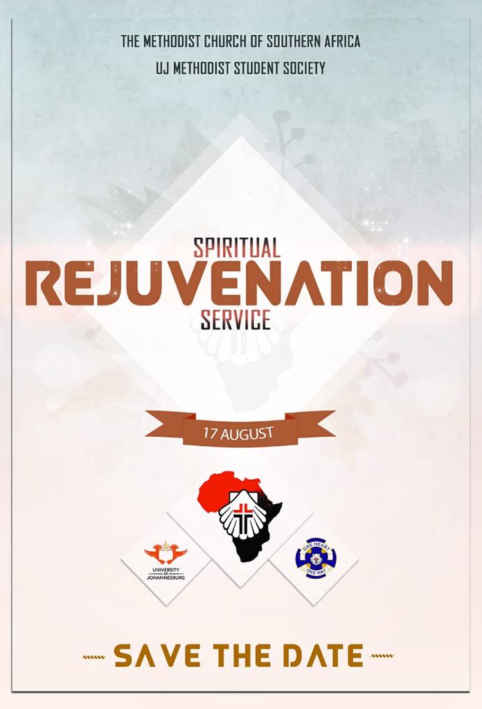 ujmethssocapk's tweet photo. UJ Methodist Student Society presents Spiritual Rejuvenation

Detailed communique to follow. #SaveTheDate 
#TheFirst
#Methssoc19 ⚫🔴⚪ https://t.co/NfLHAXVjZL