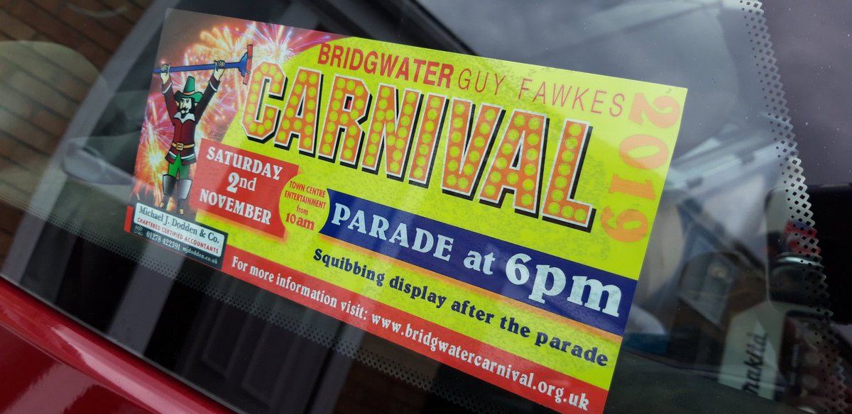 * FREE CARNIVAL CAR STICKERS *
🚘🚚🚙🚜🚗🚕🚐🚍🚘🚙🚛🚜

Help us promote carnival with a car sticker! 

Available from the Carnival Centre or by post. Send a stamped self-addressed envelope to:

Free Carnival Sticker, 
Bridgwater Carnival Centre, 
High Street, Bridgwater, TA6 3BL