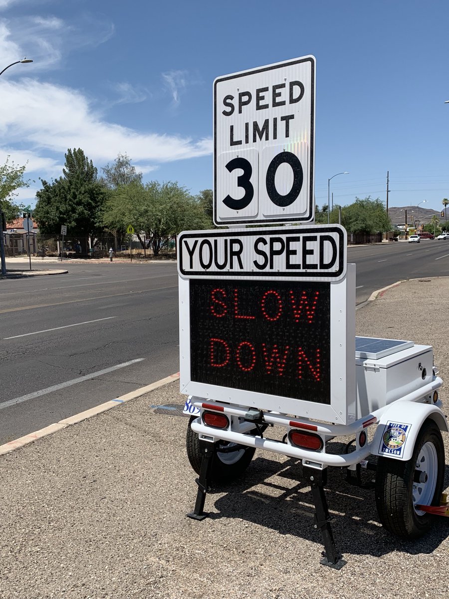Tucson_DTM's tweet photo. Have you noticed these speed feedback trailers across town? We want to make sure you get to your destination safely. #SlowDown https://t.co/2C3bkjqUWY