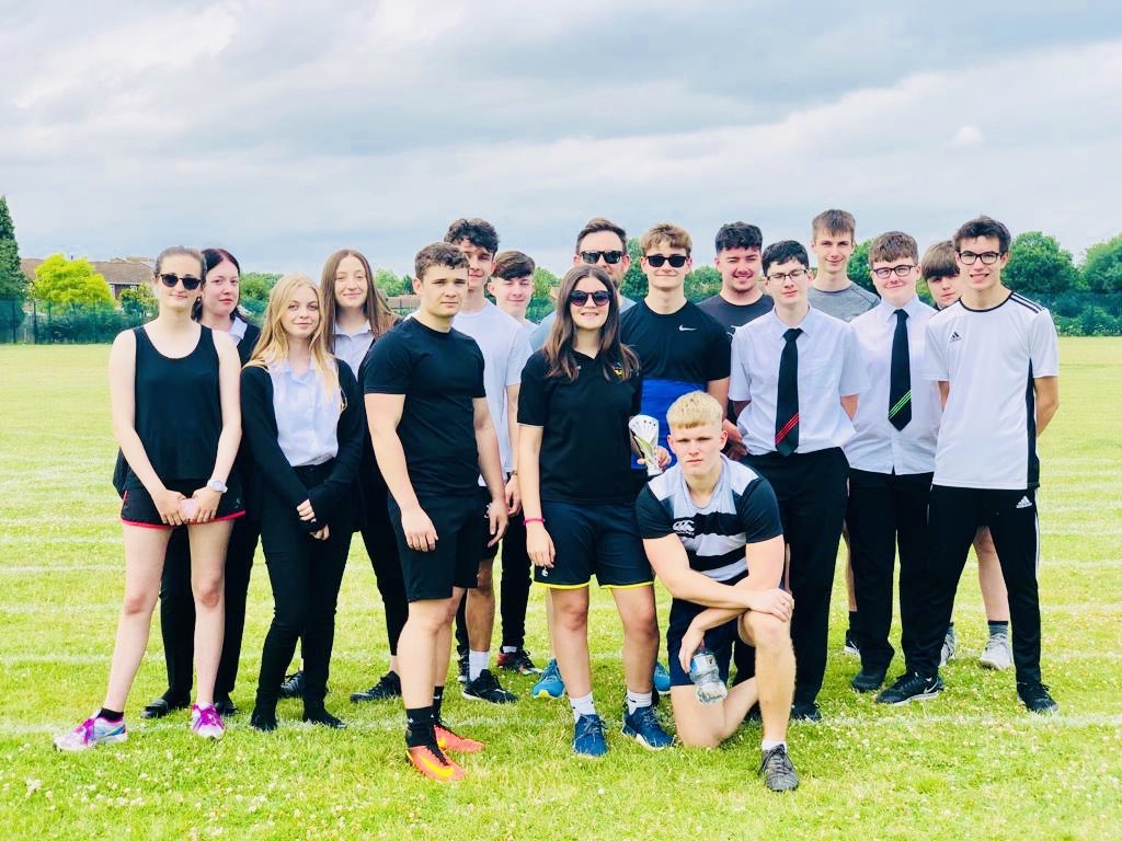 OBAsixthform's tweet photo. After a gruelling afternoon of sprints, relays and a 4 legged race Mr Richards’ tutor group emerged victorious and take the OBA6 Sports Cup for the very first time. https://t.co/MnWH0mfC0u