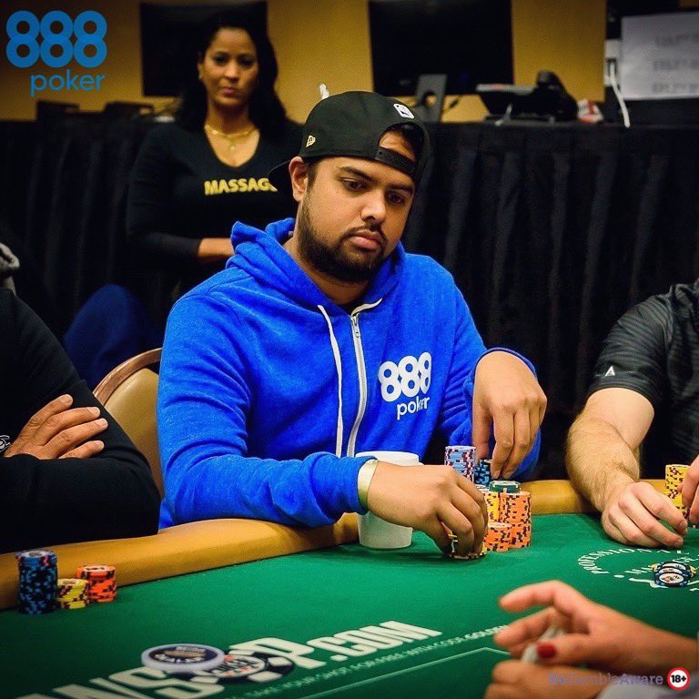 888poker's tweet photo. Jason James is one of 17 #888poker Main Event qualifiers *in the money* at the #WSOP & returning to play Day 4. Jason is sitting pretty with over 1,000,000 chips! #888squad #888wsop19 https://t.co/tmPCqsngNw