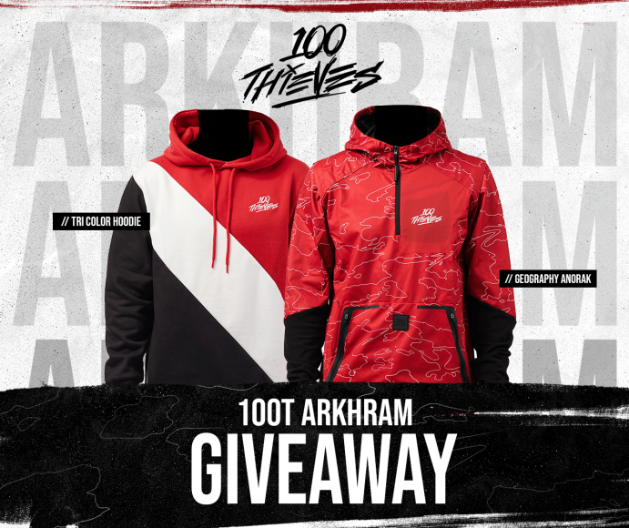 Arkhram1x's tweet photo. ’m doing a giveaway to celebrate joining 100 Thieves! I’ll be giving away #100T apparel to one lucky winner. Rules are linked below and giveaway ends this Saturday 6 PM PST. Good luck!

Rules: https://t.co/mqZ3u5uVd8 https://t.co/NYdo8MGZqL