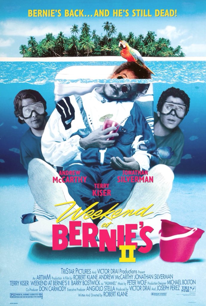 FilmNewsNos's tweet photo. 🎬MOVIE HISTORY: 26 years ago today, July 9, 1993, the movie ‘Weekend at Bernie’s II’ opened in theaters!

#AndrewMcCarthy #JonathanSilverman #TerryKiser #TroyBeyer #BarryBostwick #TomWright #SteveJames #NovellaNelson #GaryDourdan #StackPierce #ConstanceShulman https://t.co/eKL4OTkrKw