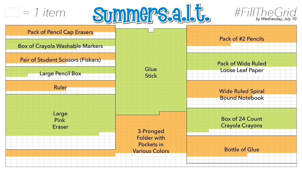 OrchardTupelo's tweet photo. We're 72.8% filled after tonight. We're gettin close! Don't forget to grab school supplies from the list and bring them with you tomorrow night to Orchard Nights or drop them by our office anytime from 1-5pm. We want to #FillTheGrid by this Wednesday night! https://t.co/baON8RaYMb