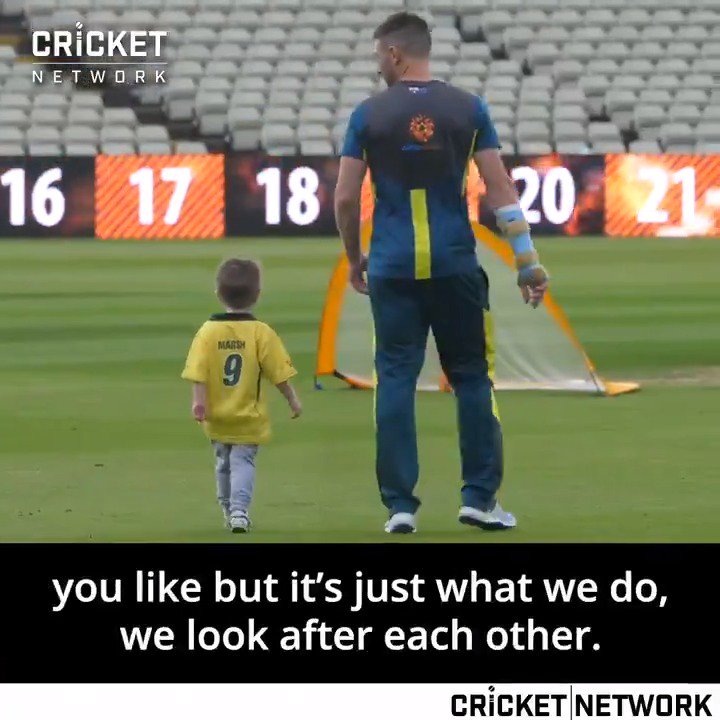 The Aussies took a moment to sing happy birthday to Shaun Marsh at training - with a special guest! 