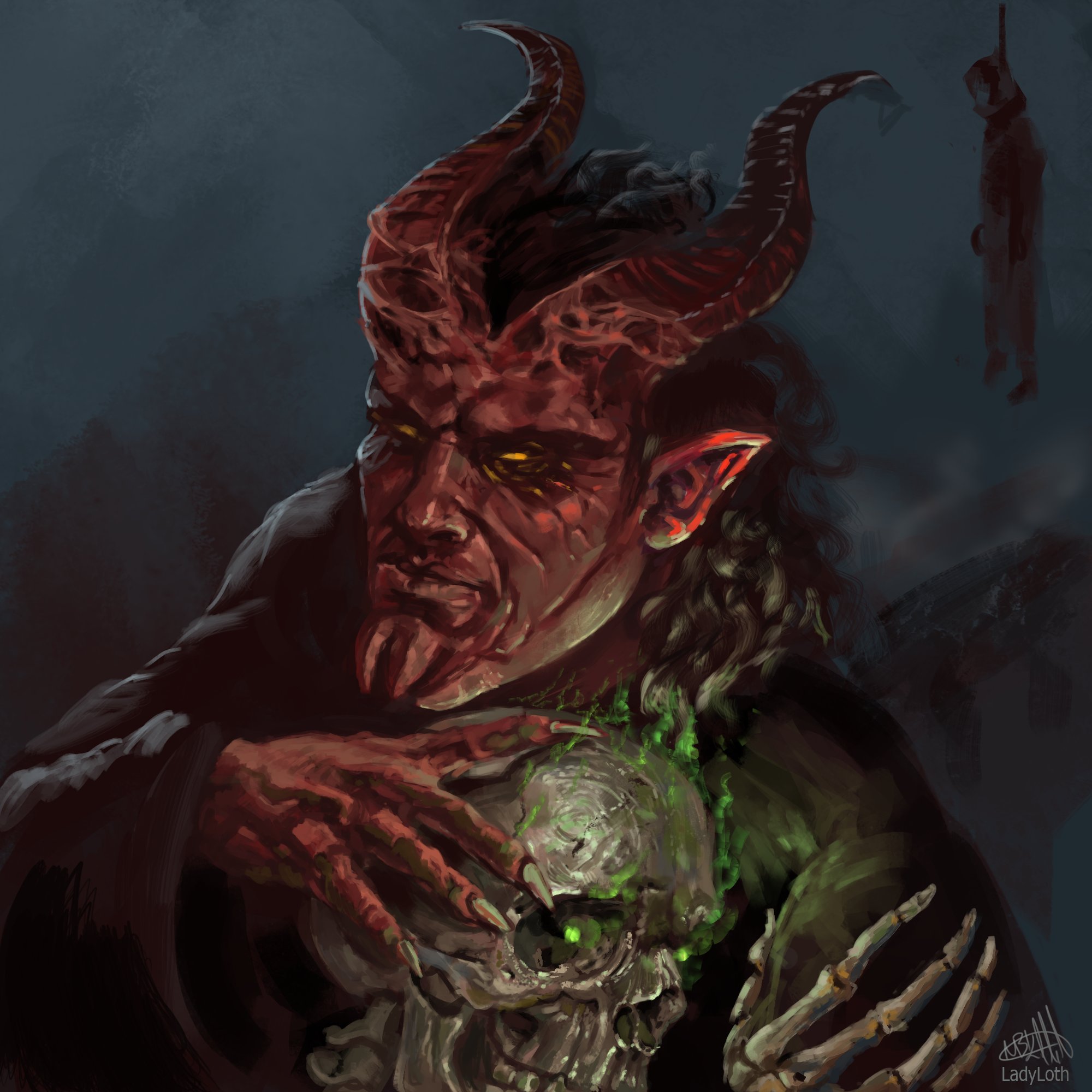 “#Tiefling #Necromancer Painting #DnD #Druid #DungeonsAndDragons #DnDArt #I...