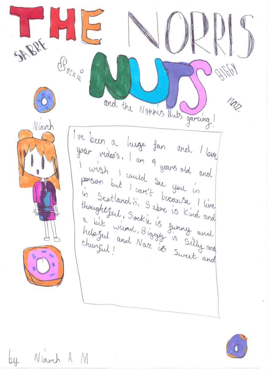 3DadsTV's tweet photo. Hi to @TheNorrisNuts from Scotland 🏴󠁧󠁢󠁳󠁣󠁴󠁿. My daughter Niamh, who is 9, wanted to get this picture to you by post but I suggested we tried tweeting it to you instead. She's a huge fan (as you can see) and hopes very much you guys get her picture! 🇦🇺 https://t.co/QeKu4szgjp