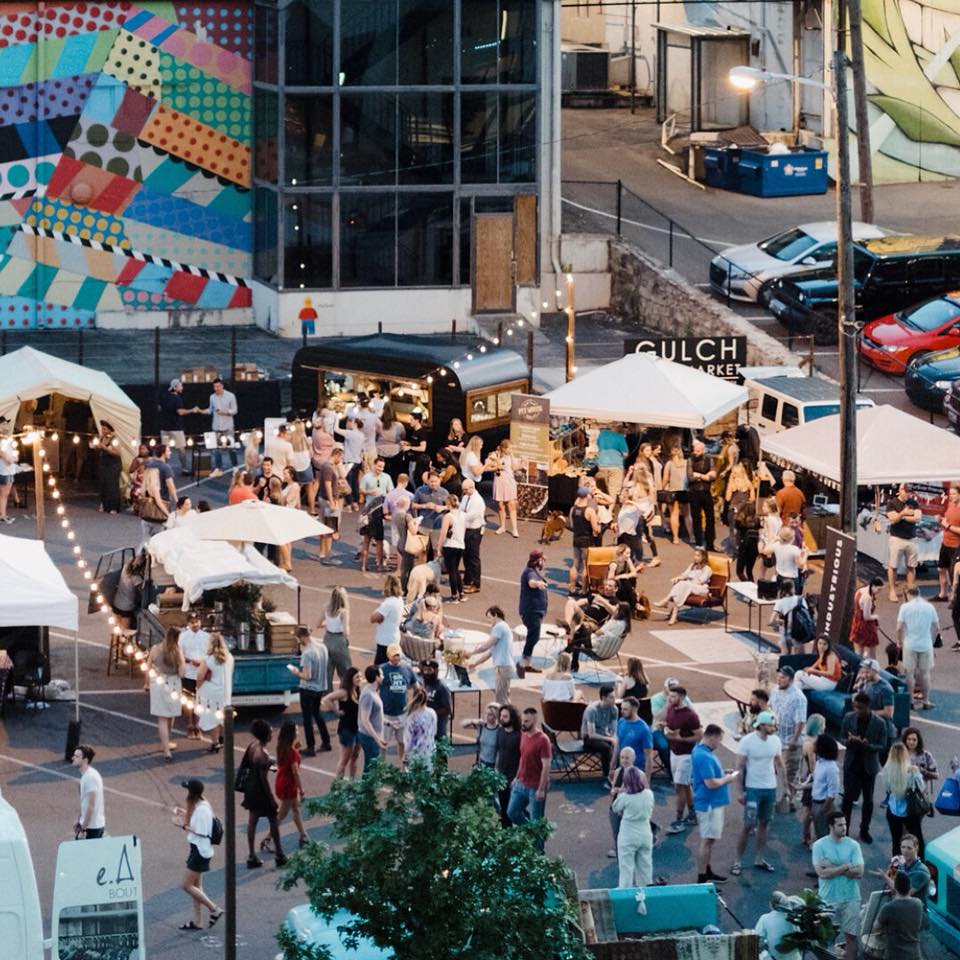Gulch Night Market is this Thursday! The market includes a mix of retailers and restaurants, local artisans, food trucks, drinks and music. Held in the parking lot at the corner of 11th &amp; Laurel from 5 pm - 9 pm. See you there! #thegulch explorethegulch.com/do/gulch-night…