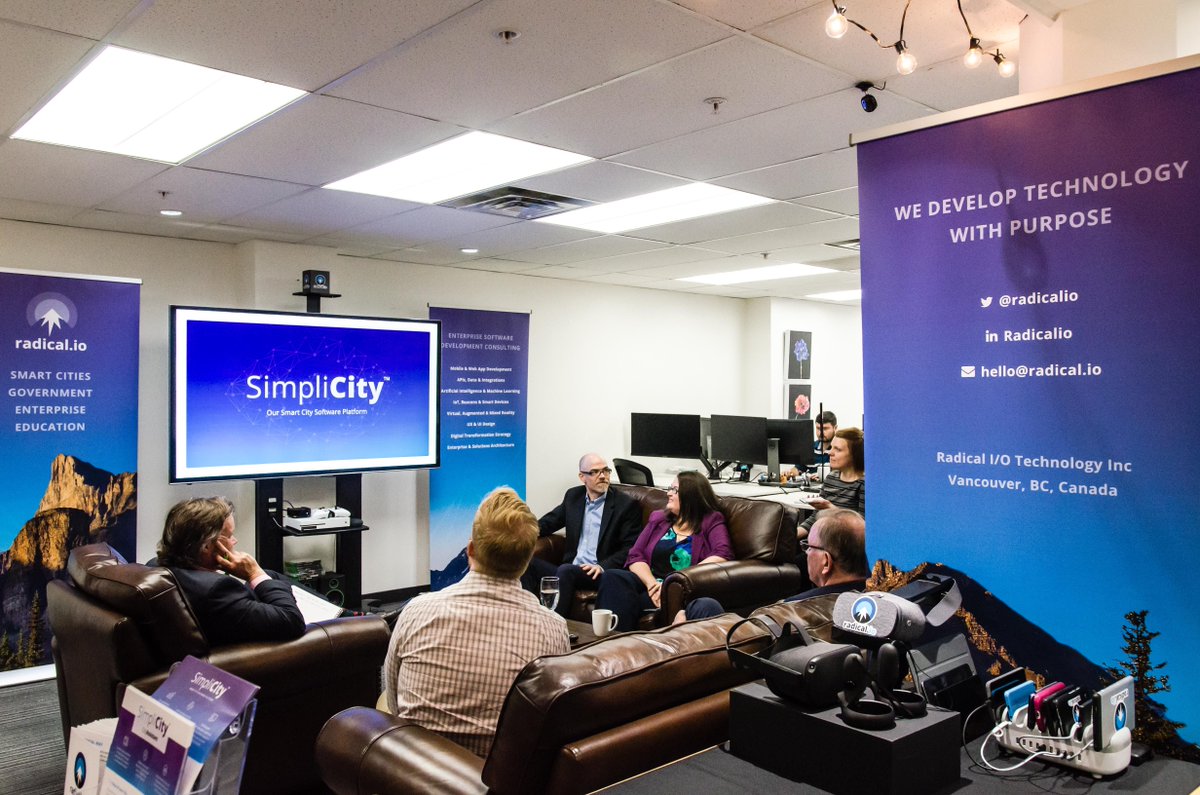 radicalio's tweet photo. BC Minister @BruceRalston learning about #CityAssistant, the first module of our exciting new platform #SimpliCity for #SmartCities. #CityAssistant supports conversational government and is the voice of your city. #Government #Data #AI #BCTech https://t.co/4Zb0hmmlpc https://t.co/noIboeYsGf