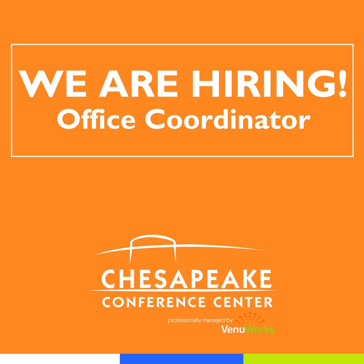 chesconfctr's tweet photo. We Are Hiring!
https://t.co/bXlL03W2Vb
#ChesapeakeConference #FullTime #Events #Coordinator https://t.co/t45cnIRiVC