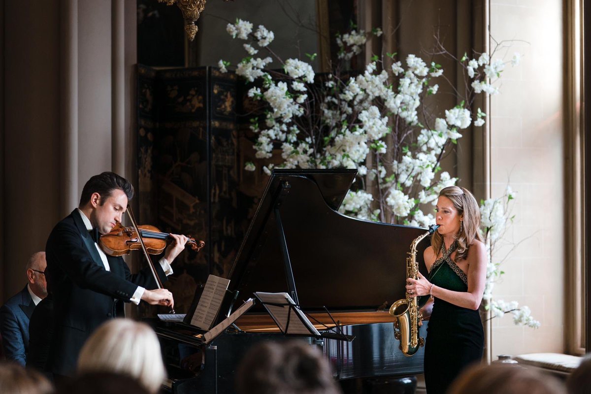 AmyDickson's tweet photo. Thrilled to share these photos from “Amy Dickson invites ....” at @BelvoirCastle 🏰. A dream to share the stage with my trio. Thank u 🙏@SimonMulligan , Adam Barnett-Hart, Stewart Collins , @CatwalkerCo , Garrards & our team of concert angels 👼 #cantwaitforthenextinstallment https://t.co/nULd6XhM0J