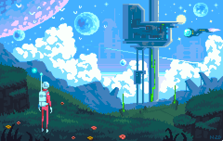 useless_pursuit's tweet photo. Hey #PortfolioDay ! I'm Norma and I like to make pixel art. I mostly create spacescpaes and sci-fi scenes 🤖💜

#pixelart #ドット絵 https://t.co/YFyJrp3Q6m