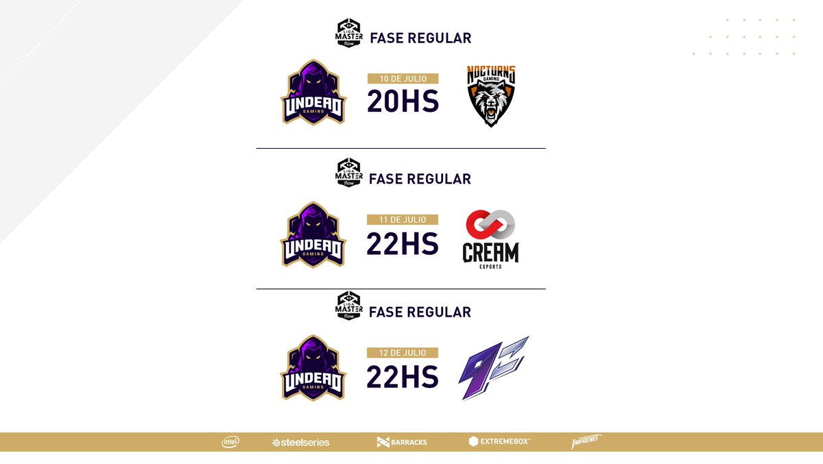 thingsofvolume's tweet image. Semana extendida en la #LigaMasterFlow.

Mañana nos estaremos enfrentando a 🇦🇷 @NocturnsGaming por el partido pendiente de la quinta jornada, el jueves será el turno de enfrentar a 🇦🇷 @Cream_EsportsGG y el viernes cerramos la semana ante 🇦🇷 @9zTeam.

📺 twitch.tv/lvparg.