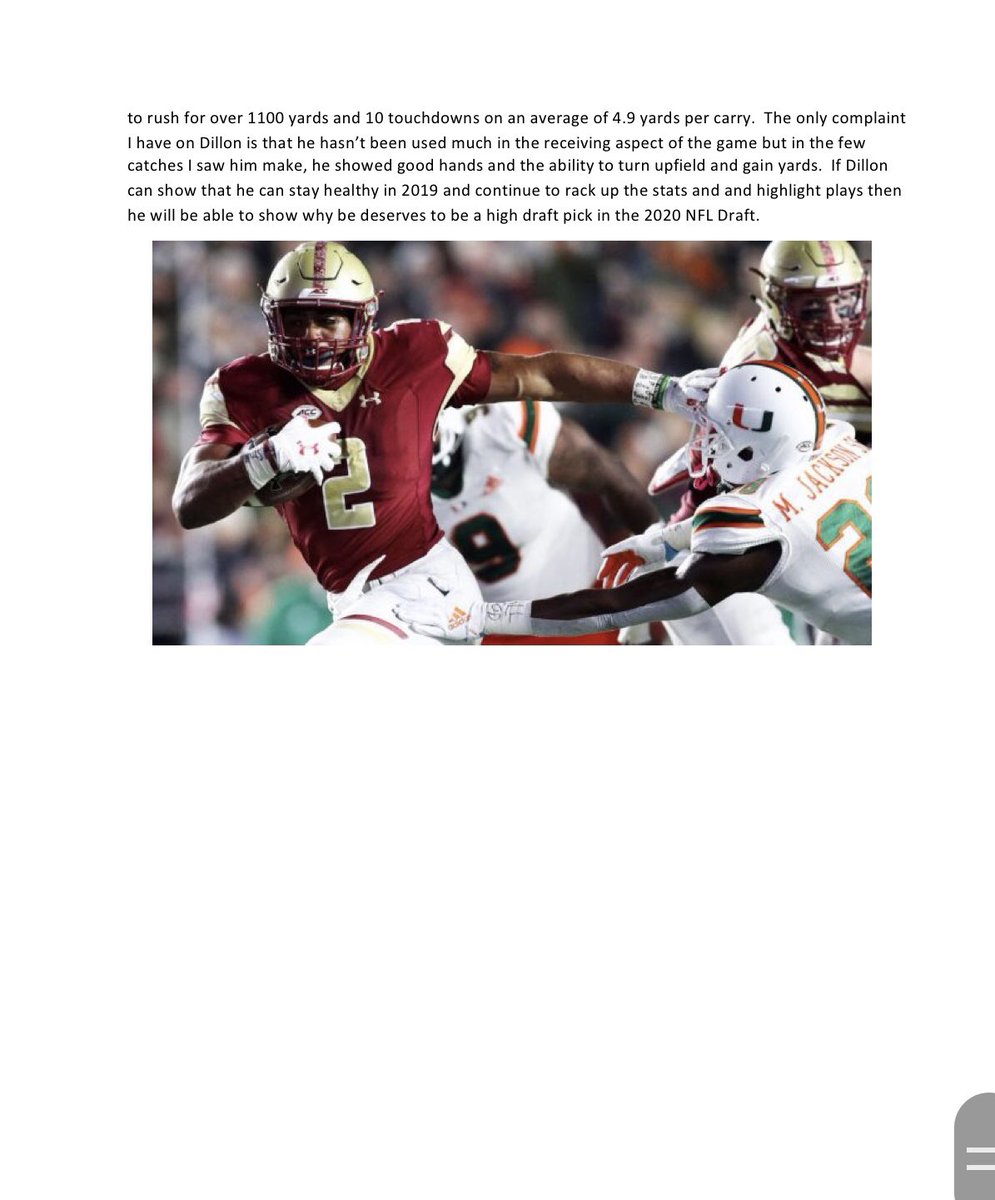 gmoneyscouting's tweet photo. AJ Dillon’s scouting report.  Dillon is possibly the biggest RB who will be in this draft class but he has the size, power and speed to be a great NFL RB.  He was also my favorite RB to watch.  #NFLDraft #gmoneyscouting #ajdillon #nfldraftscouting #bostencollegefootball https://t.co/0LSpXsUP73