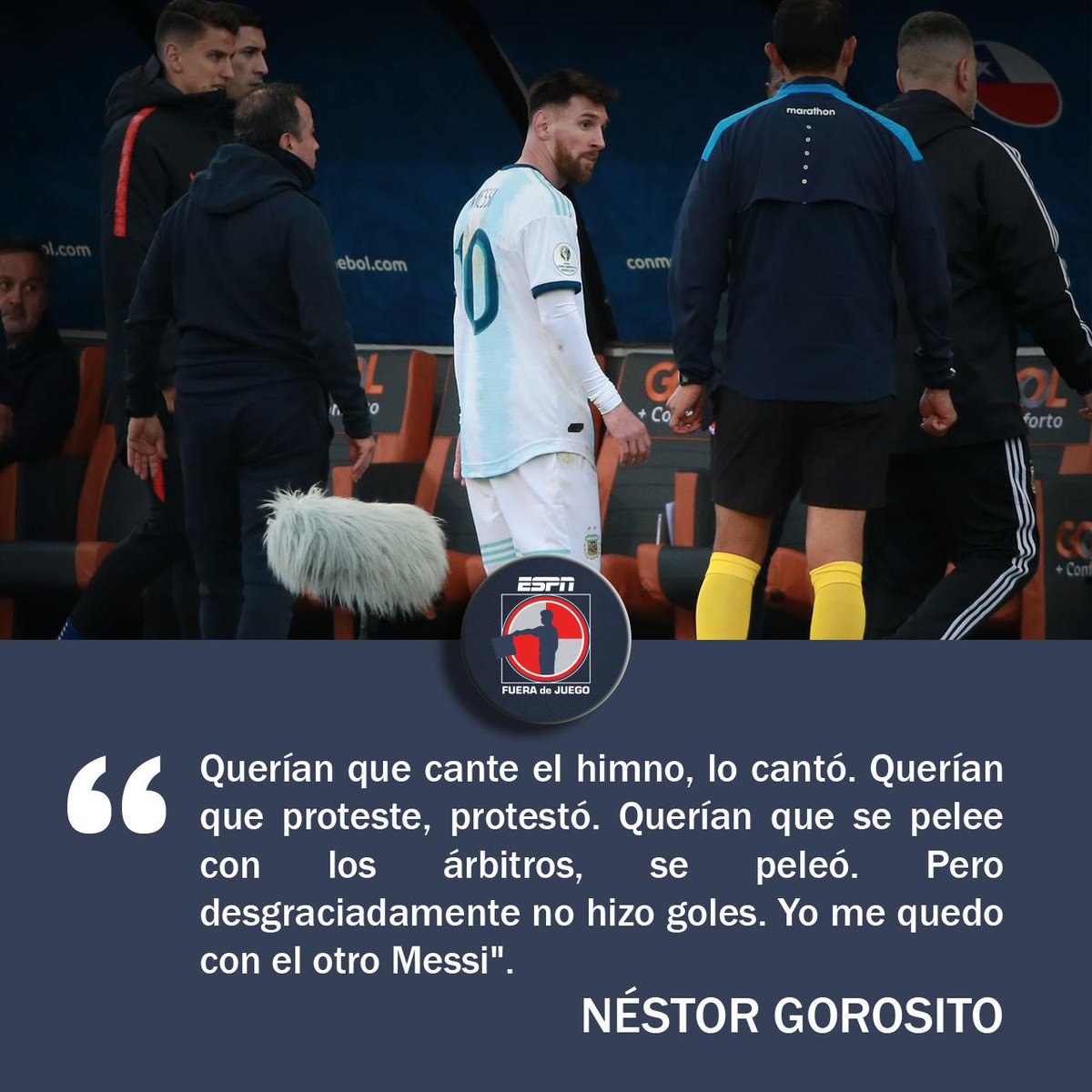 ESPN_FDJ's tweet photo. 🔥🔥Gorosito no se quedó atrás y así habló de Messi en su paso por la #CopaAmerica 🔥🔥
¿Ustedes con qué Messi se quedan? 👀
¡Participen con el #YoDigoFDJ y podrían aparecer en el programa de hoy! https://t.co/ih2rjq9Les