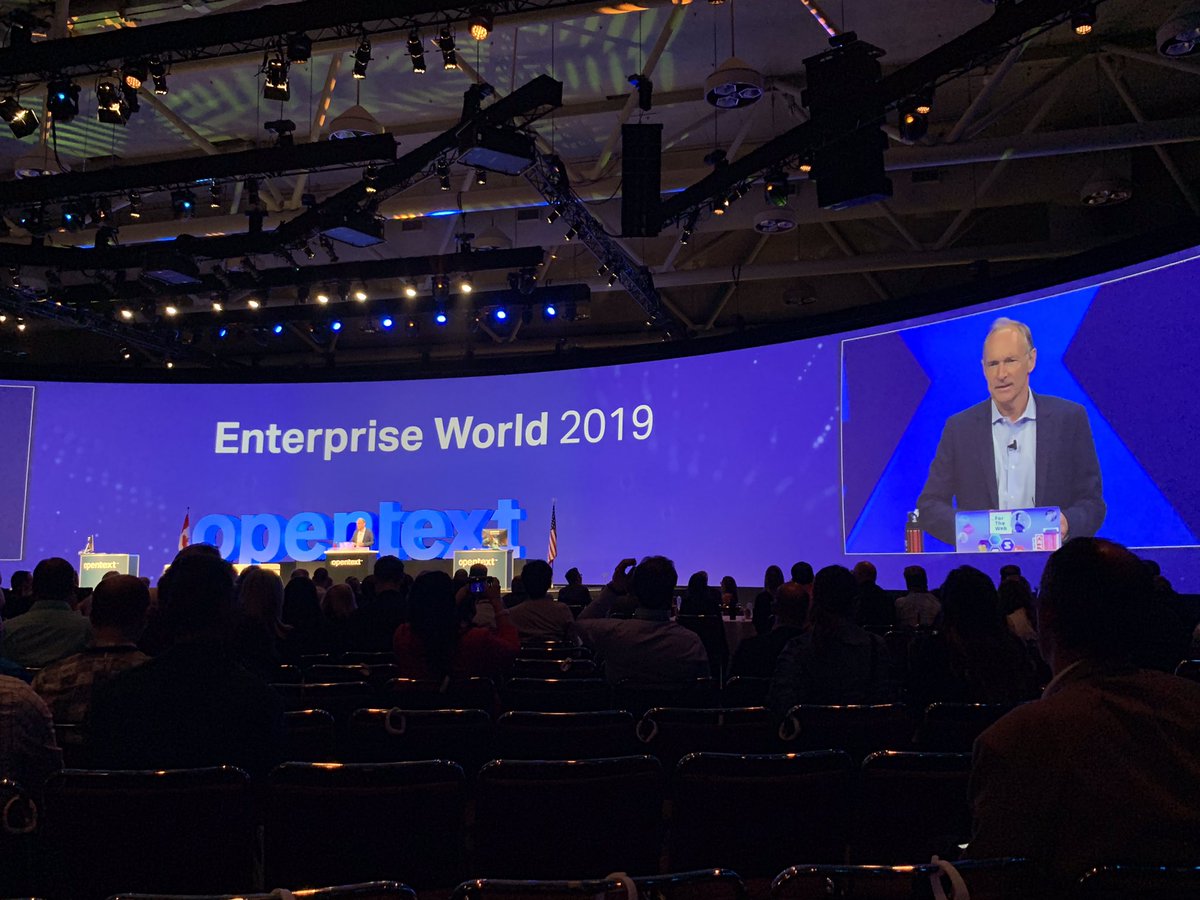XStreamReports's tweet photo. Inspirational Speaker Sir @timberners_lee to finish out today’s EW. From the inception and utopian expectations of the web, to what the web is today and how we can all be part of making it a positive experience. #OTEW https://t.co/uwATsr6TNI