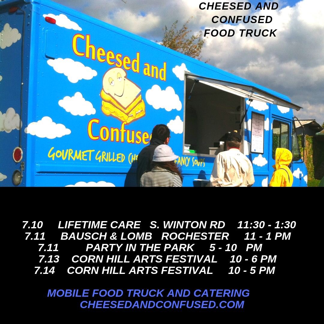 CheesedConfused's tweet image. Hey friends! Happy July !! Come see us this week #cheesedandconfused #foodtruck #rochesterny #roceats @rocbft @CityRochesterNY