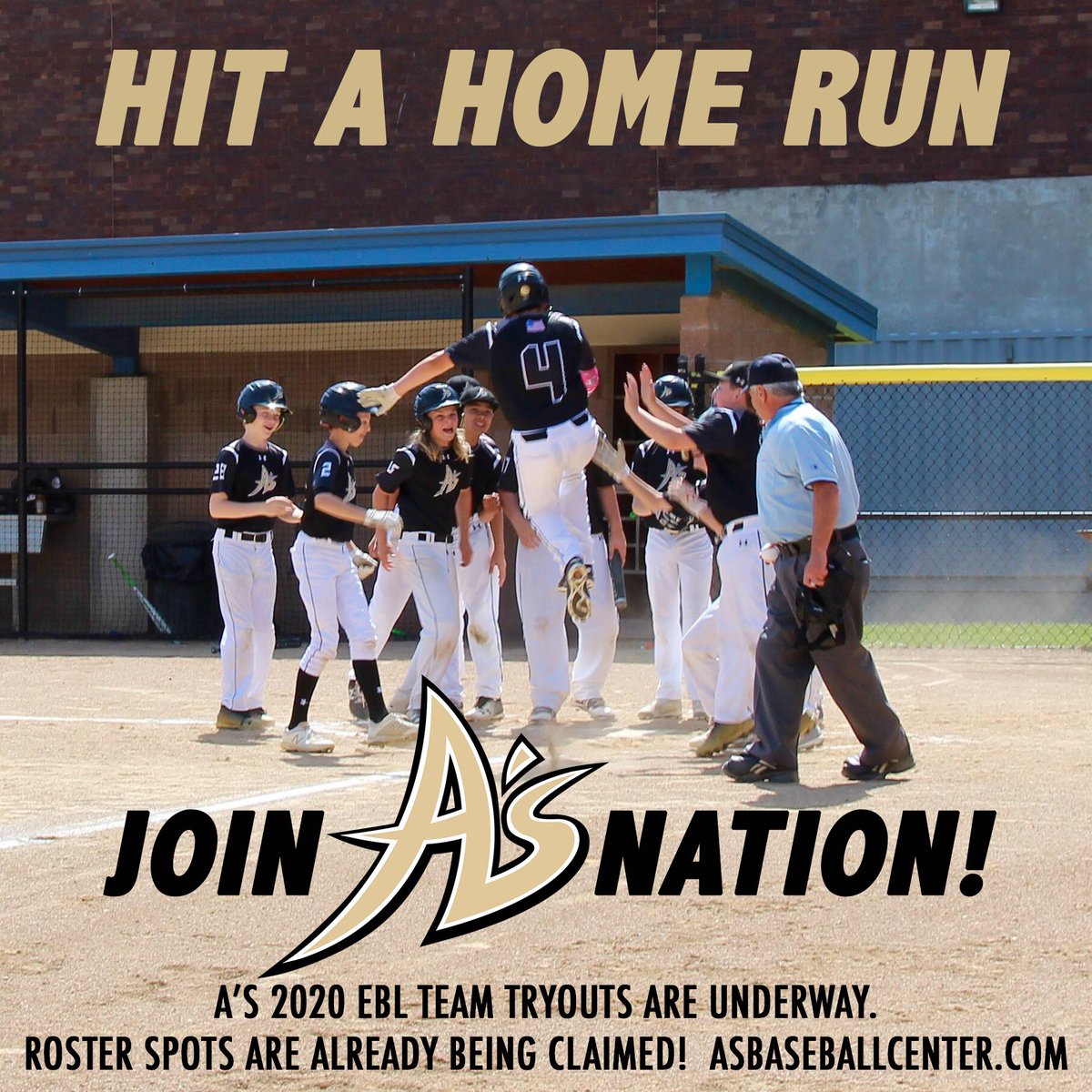 A’s 2020 EBL Team Tryouts are underway. Roster spots are already being claimed! Join A’s Nation 2020. New England’s smartest choice for club/travel baseball. 10U - 18U. Take the tour at asbaseballcenter.com.